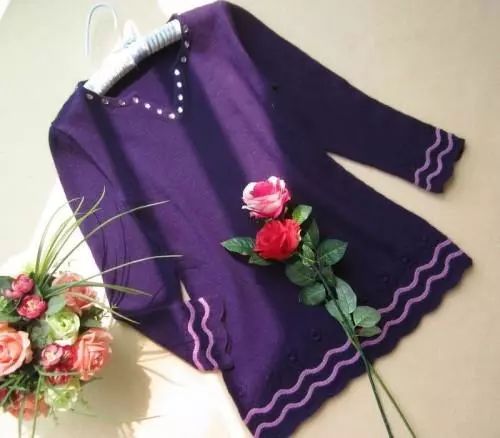 编织人生手工毛衣视频双层v领_紫罗兰色毛衣编织教程_藉荷色搭配V领毛衣做法