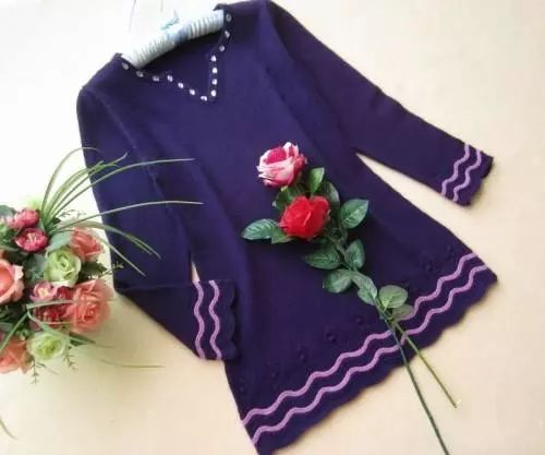 藉荷色搭配V领毛衣做法_编织人生手工毛衣视频双层v领_紫罗兰色毛衣编织教程