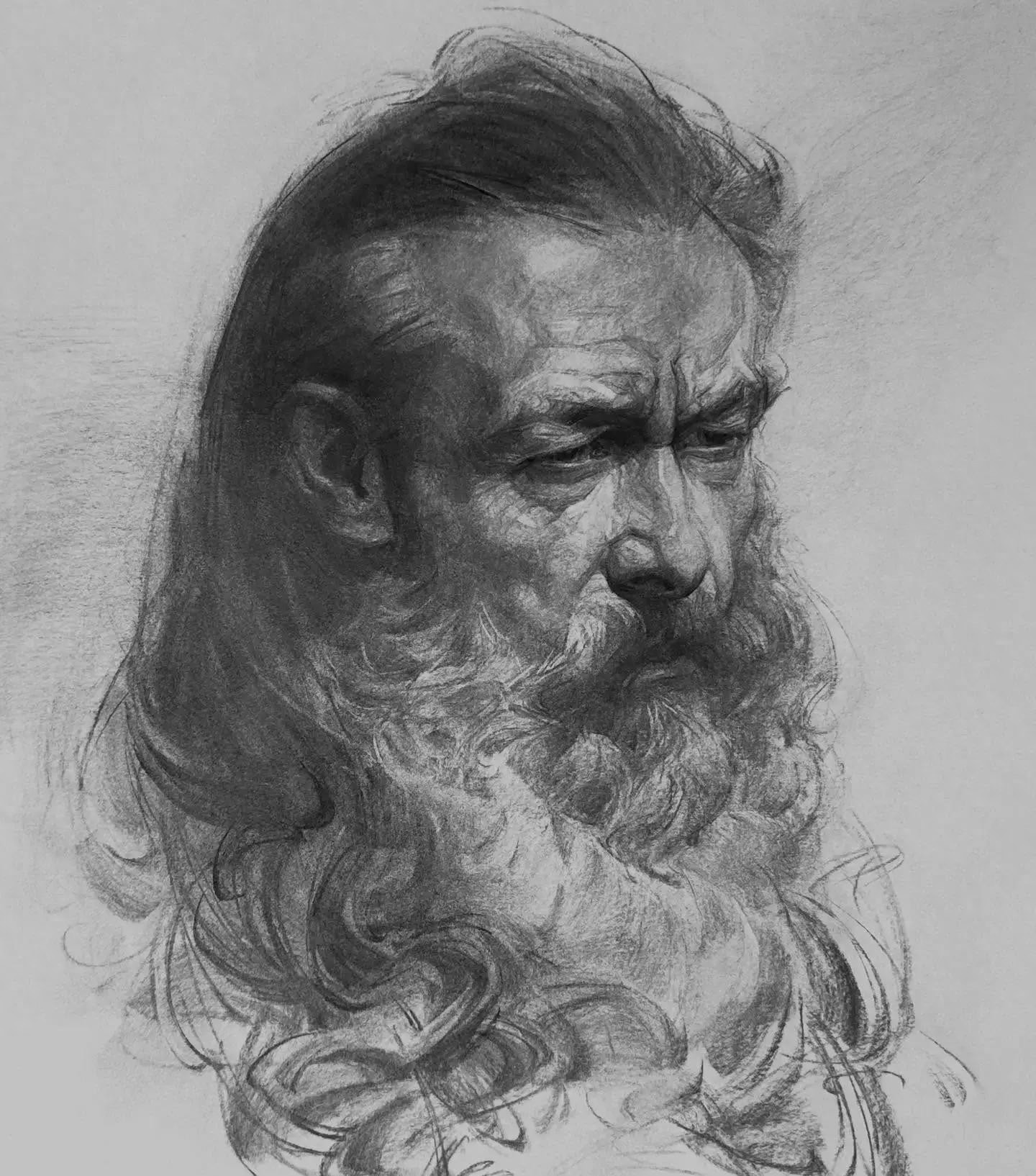 奥利弗·辛 炭笔肖像 黑白灰关系_人物素描图片简单_奥利弗·辛 肖像绘画 结构训练