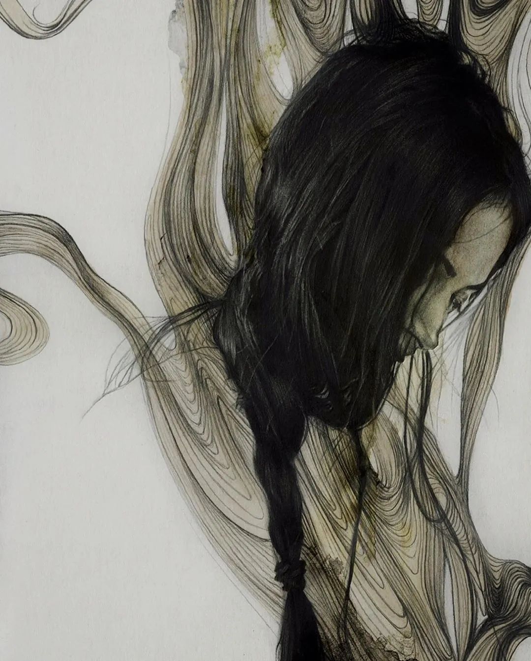 日本画家土屋正人人物素描细节刻画_人物素描图片简单_土屋正人木炭条绘画技法明暗处理