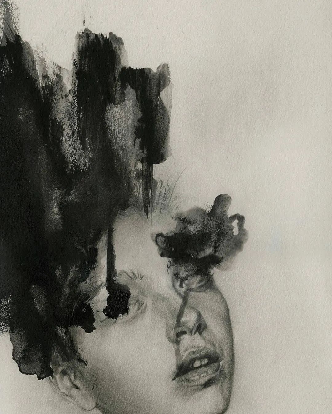 人物素描图片简单_土屋正人木炭条绘画技法明暗处理_日本画家土屋正人人物素描细节刻画