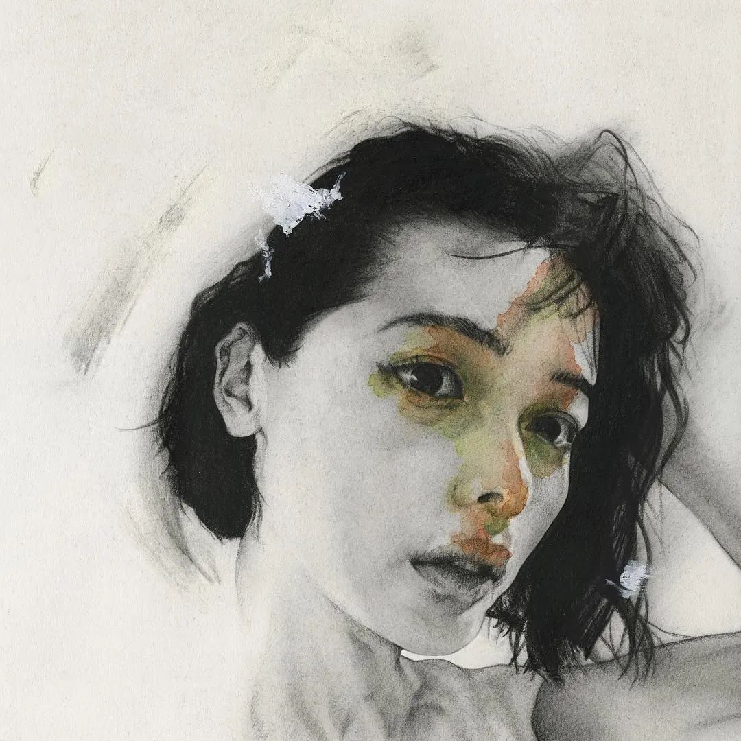 日本画家土屋正人人物素描细节刻画_人物素描图片简单_土屋正人木炭条绘画技法明暗处理