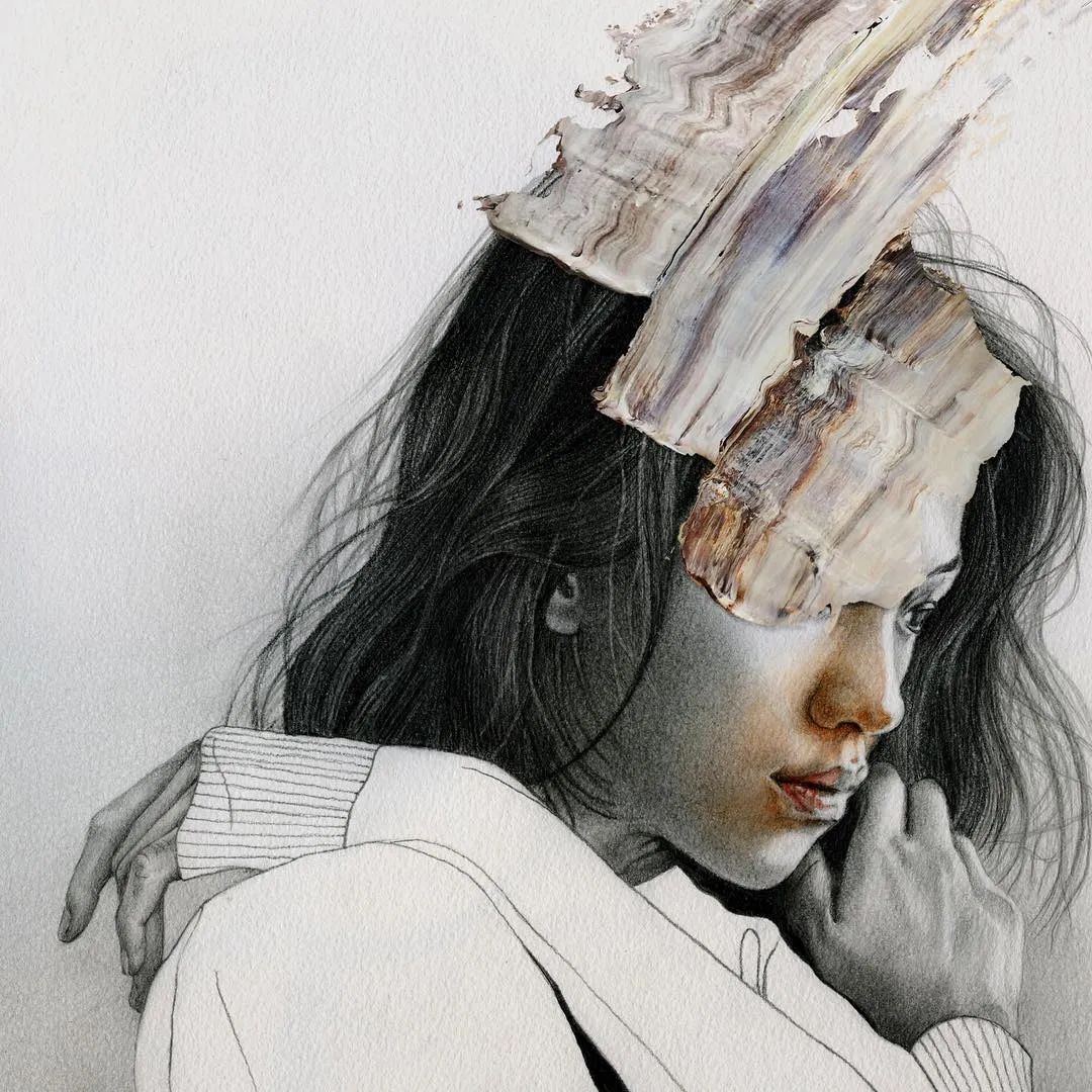 日本画家土屋正人人物素描细节刻画_人物素描图片简单_土屋正人木炭条绘画技法明暗处理