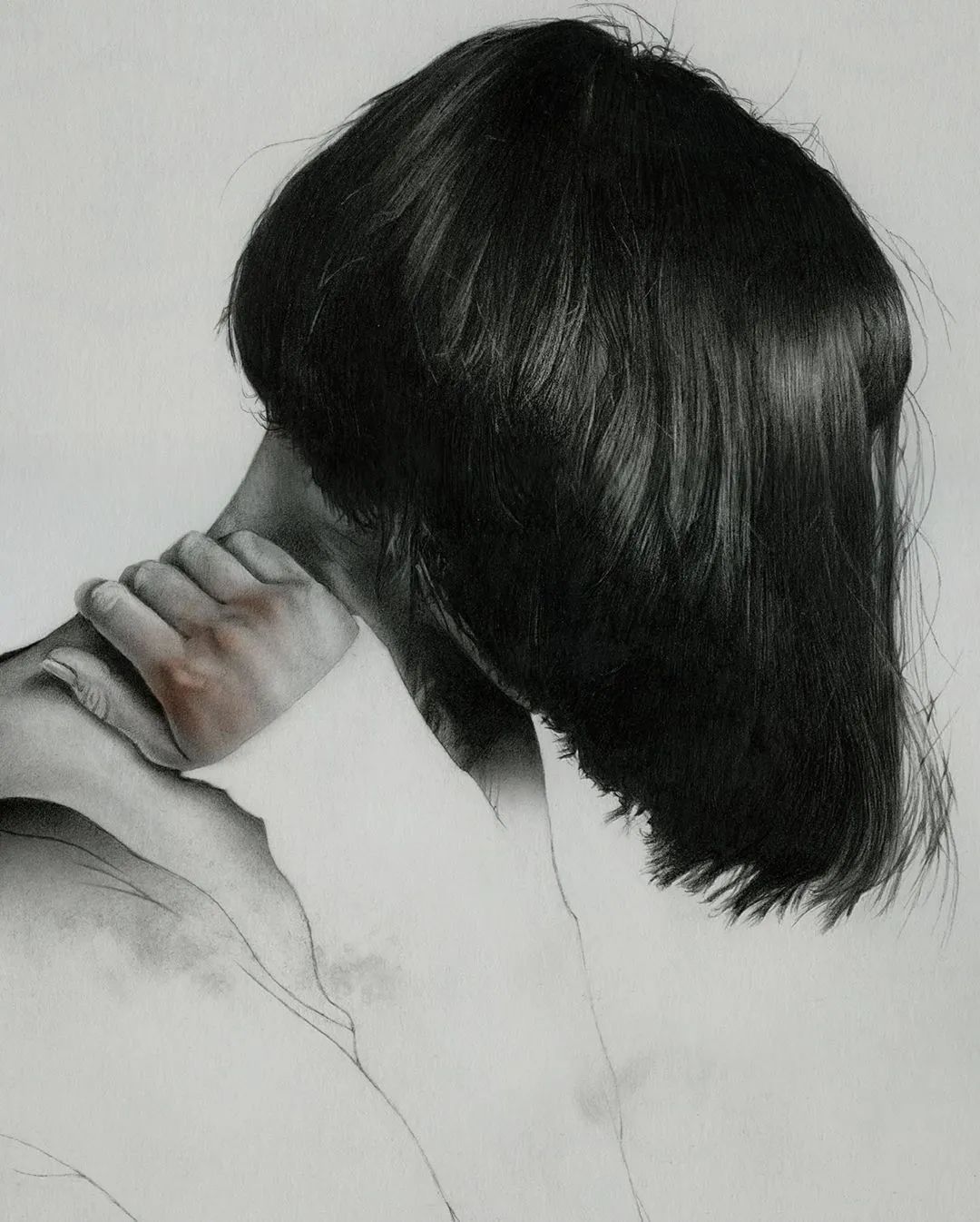人物素描图片简单_土屋正人木炭条绘画技法明暗处理_日本画家土屋正人人物素描细节刻画