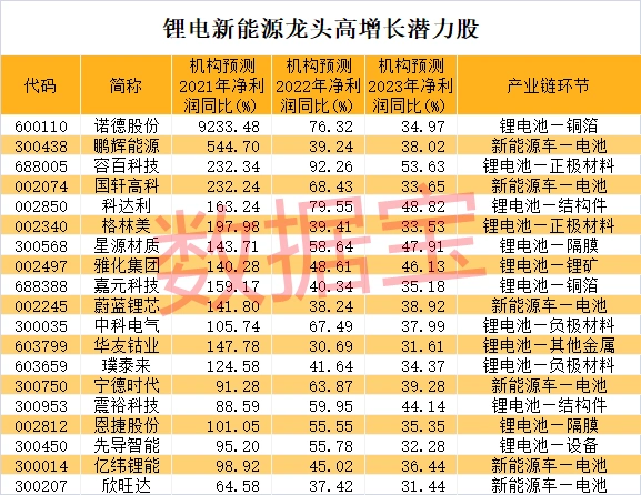 新能源电池股票龙头_锂电新能源车产业链龙头股_锂电新能源车赛道牛股名单