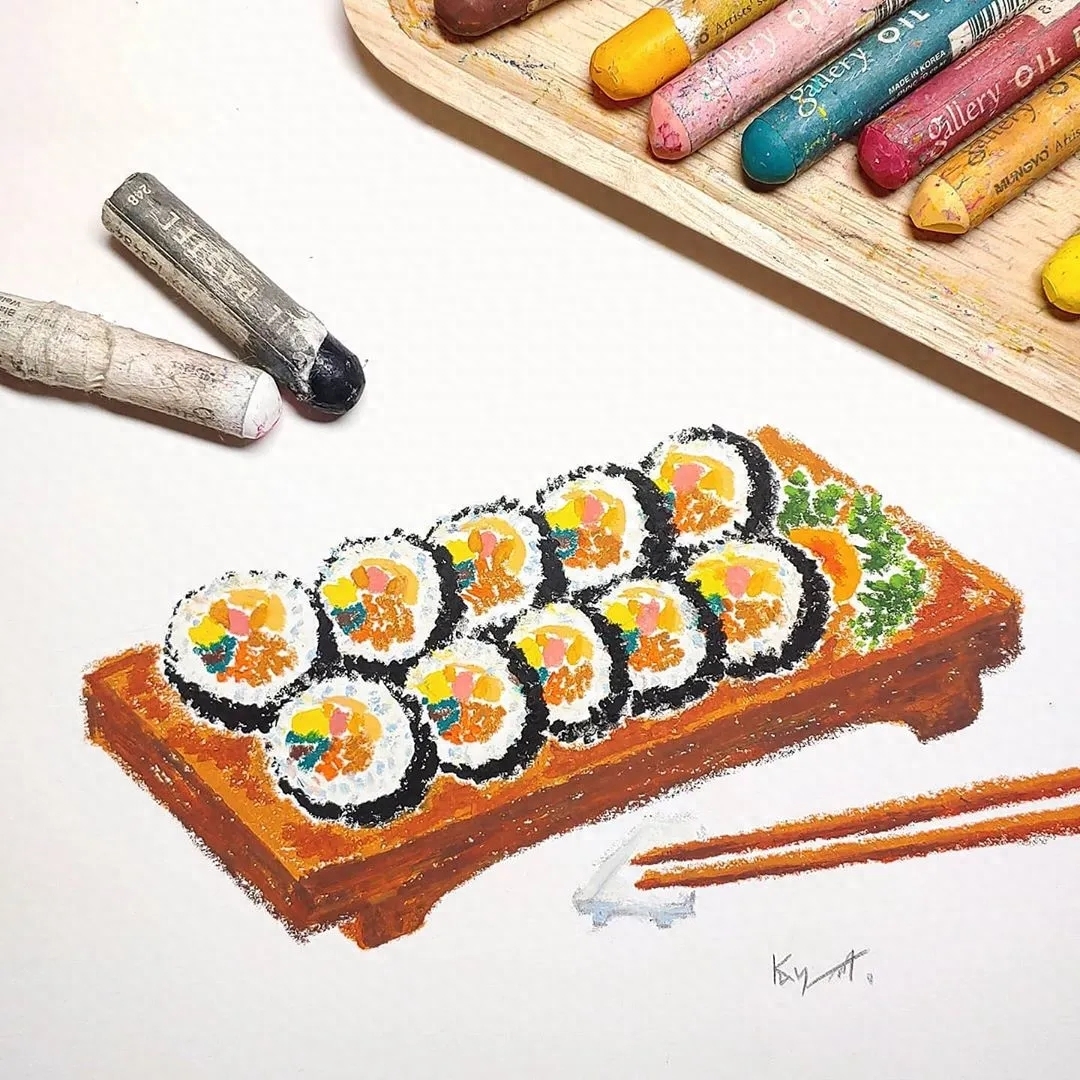 用粗糙的油画棒居然画出这么高级的细节，这技术也是没谁了