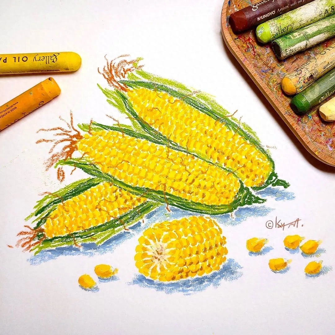 用粗糙的油画棒居然画出这么高级的细节，这技术也是没谁了