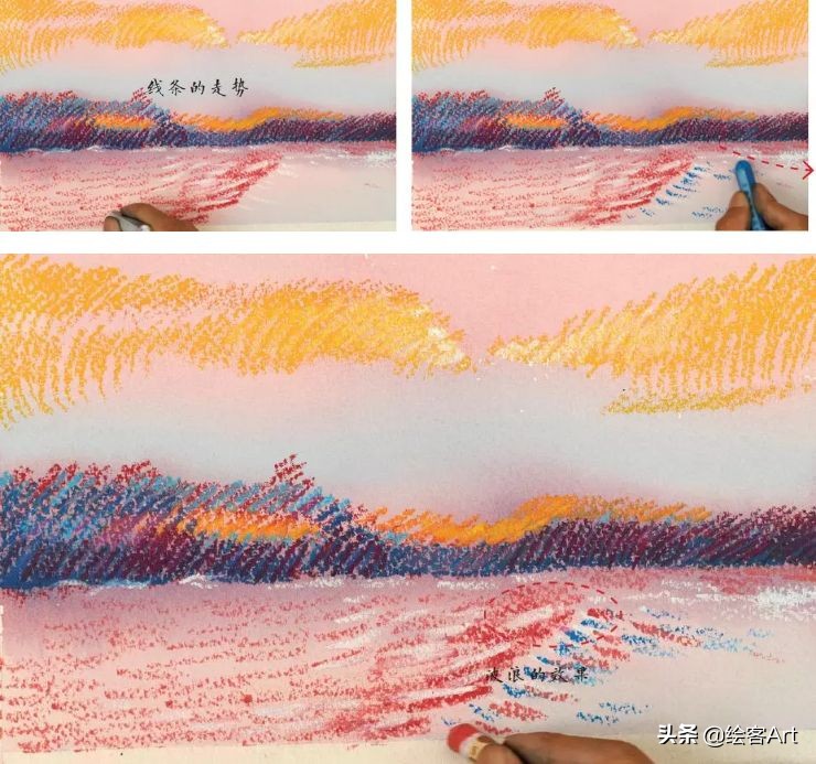 油画棒画画教程_夜间露天咖啡座油画棒_油画棒上色技巧