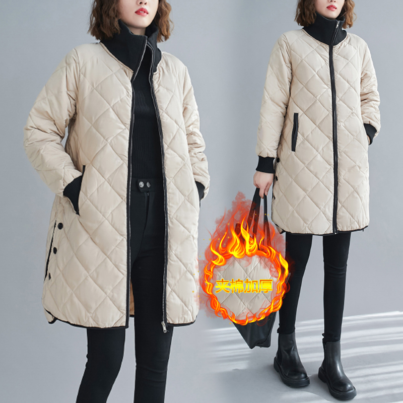 复古民族风加厚中长棉袄_加厚棉服通勤穿搭_加厚棉服搭配小脚裤