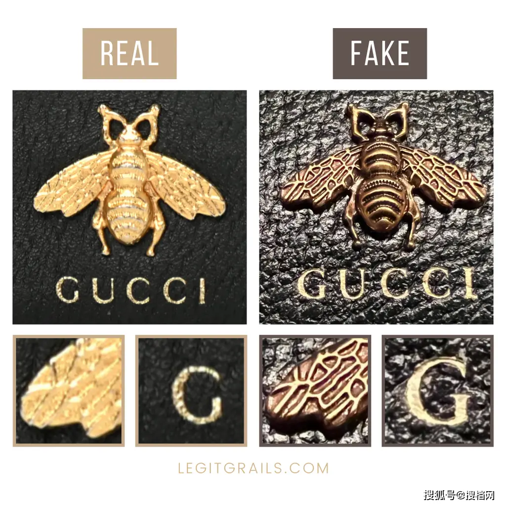 Gucci卡包鉴别方法_真假辨别技巧_gucci小蜜蜂包波士顿包