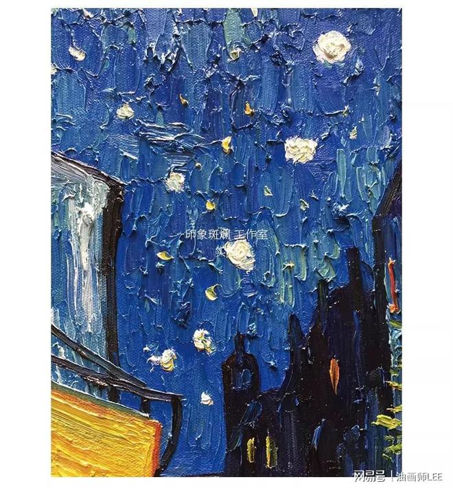 手绘油画复刻 梵高夜间咖啡馆 跨越百年艺术对话_梵高夜晚的咖啡馆赏析