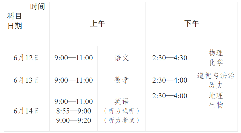 考试安排