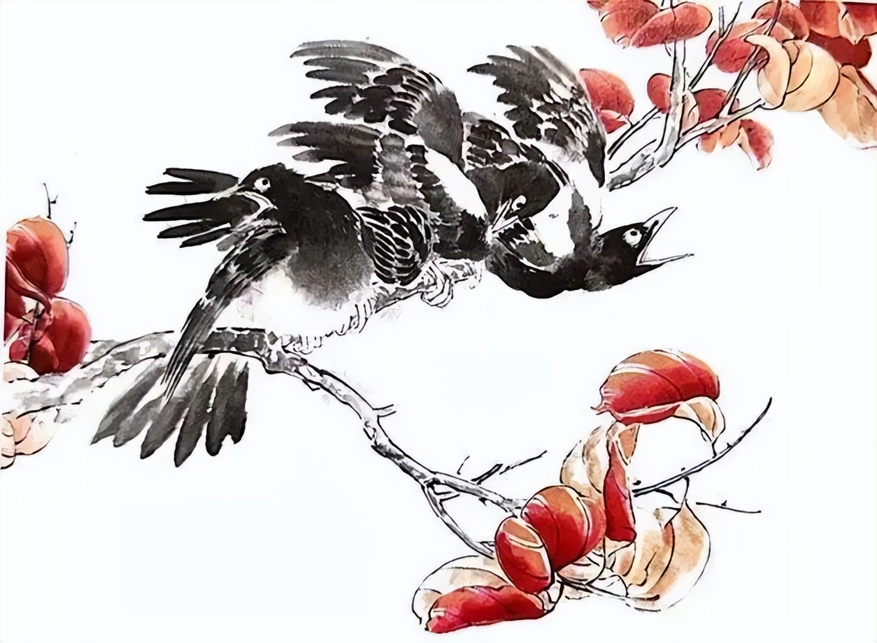 中国结图片 画法_画写意喜鹊步骤_喜鹊国画创作技法