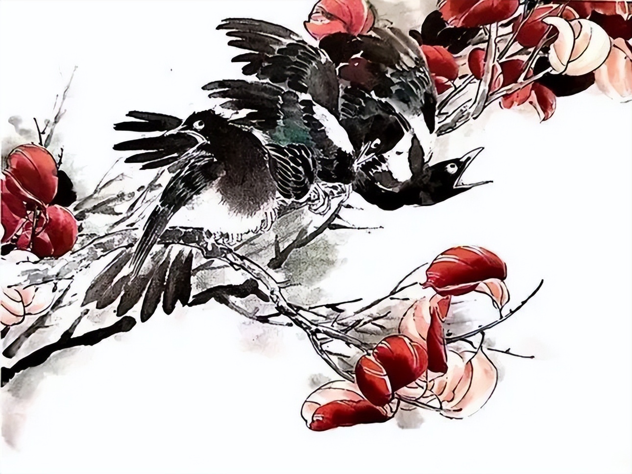 画写意喜鹊步骤_喜鹊国画创作技法_中国结图片 画法