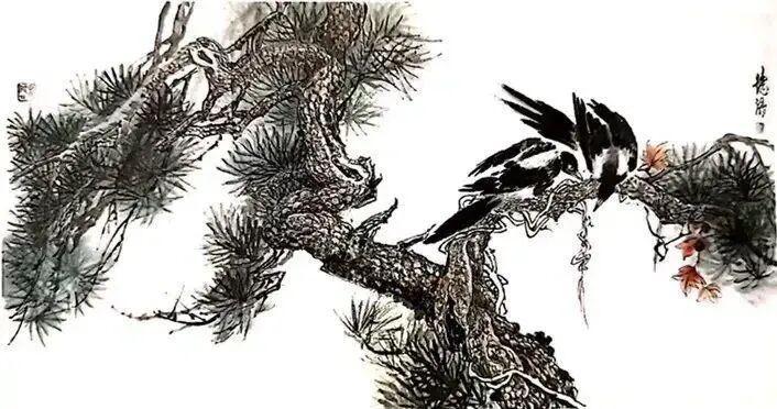 中国结图片 画法_喜鹊国画创作技法_画写意喜鹊步骤