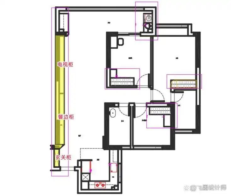 摆件柜子效果图_玄关柜餐边柜电视柜一体化收纳_绿城招商诚园竖厅设计