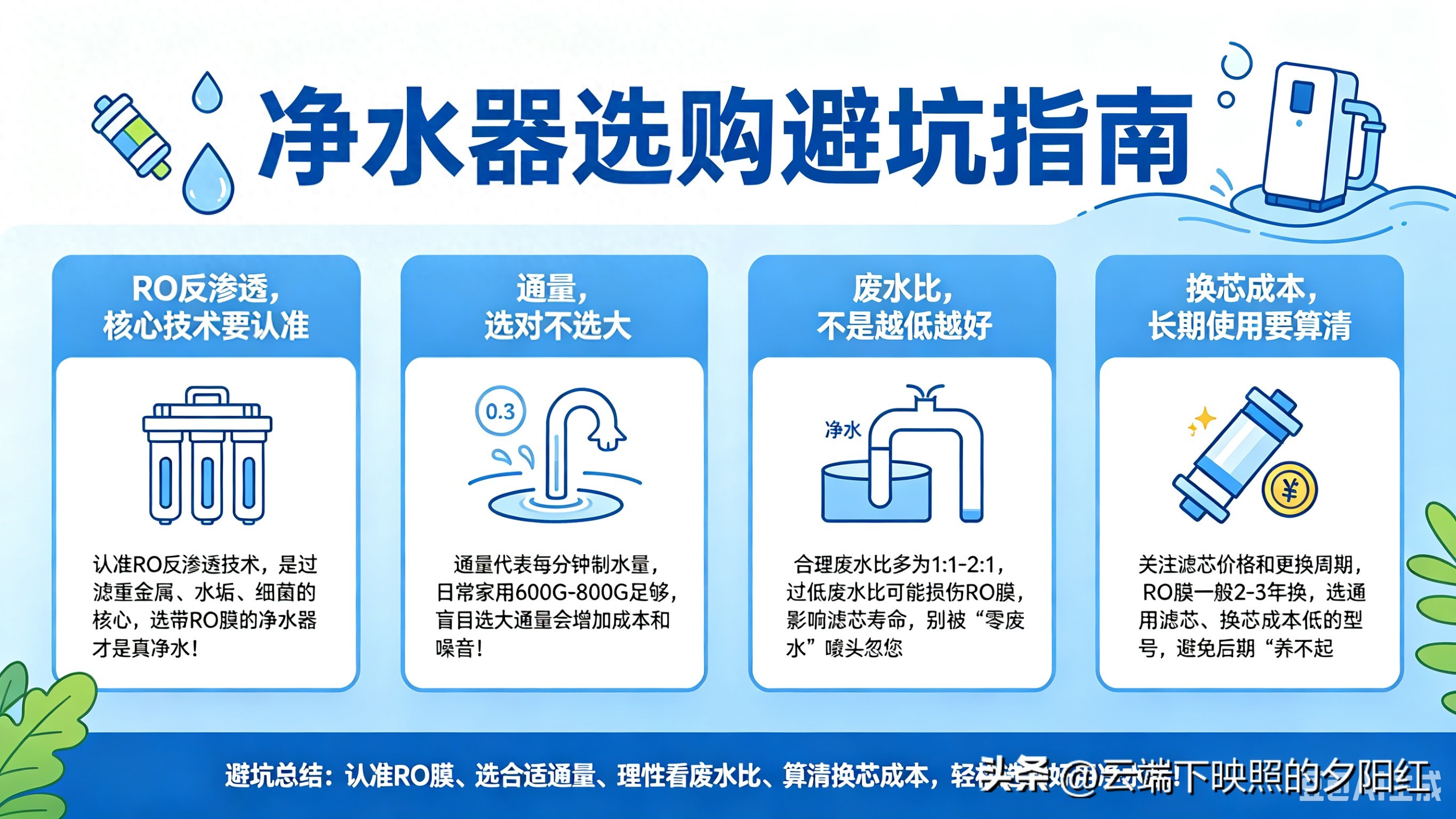 RO反渗透净水器选购指南_反渗透膜净水器 水塔高_废水比零陈水通量参数
