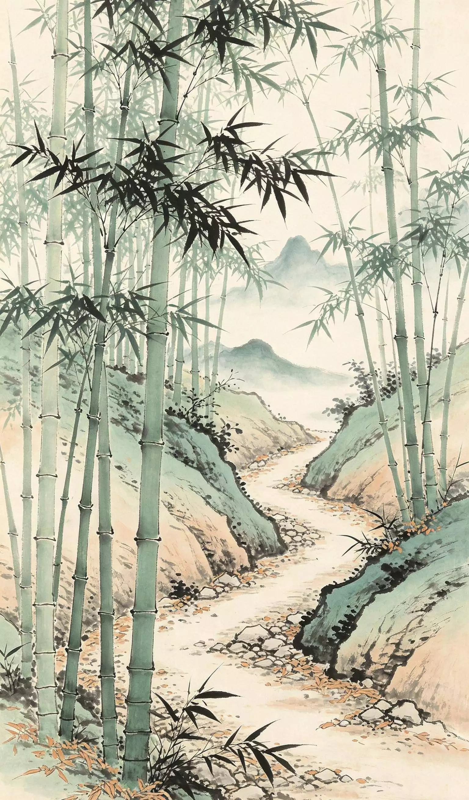 影 美学 水墨_中式美学文人精神_水墨竹林图中国传统设色山水