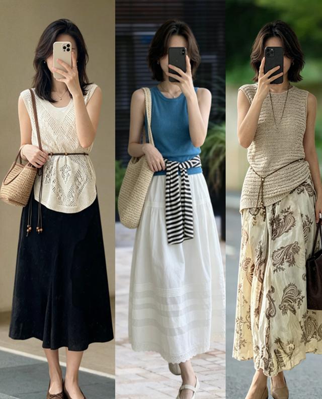 时尚连衣裙秋两件套_背心长裙穿搭_夏季不挑身材搭配