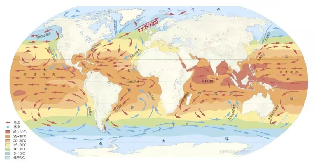 洋流分布图及世界渔场_洋流概念性质类型特点_洋流成因分布规律地图