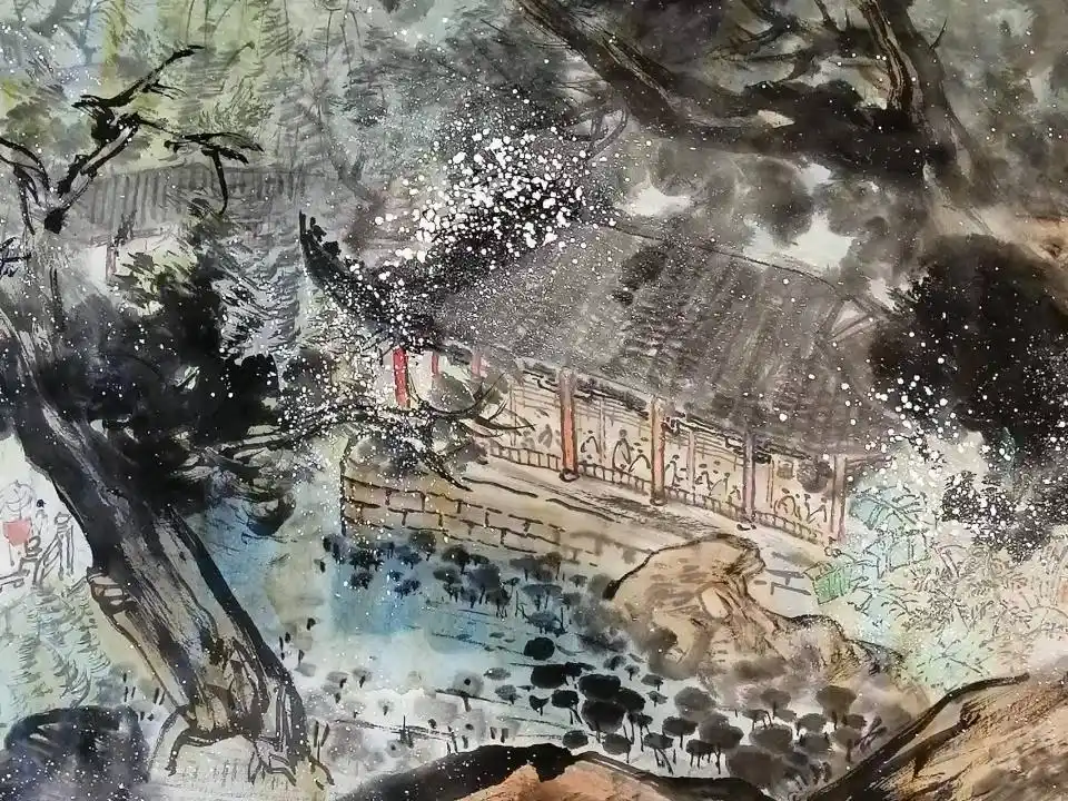 张宝珠鹊华春色写意山水画_张宝珠画家书法_张宝珠鹊华春色创作过程