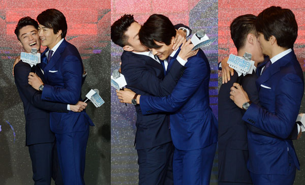 “情敌”变“基友” 霍建华权相佑现场互吻。（点击进入组图）