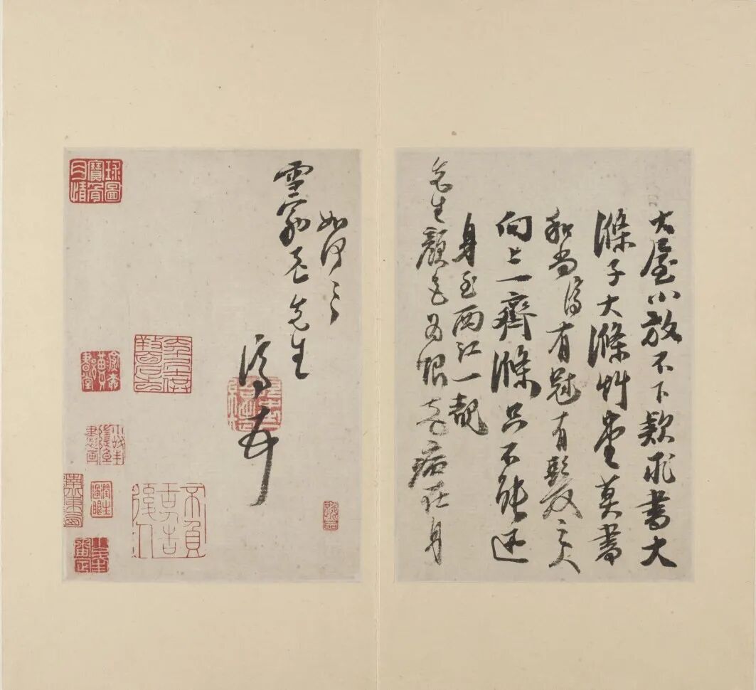 傅申研究八大山人石涛合作画_张大千书法 伪作_张大千伪八大山人石涛合作山水图