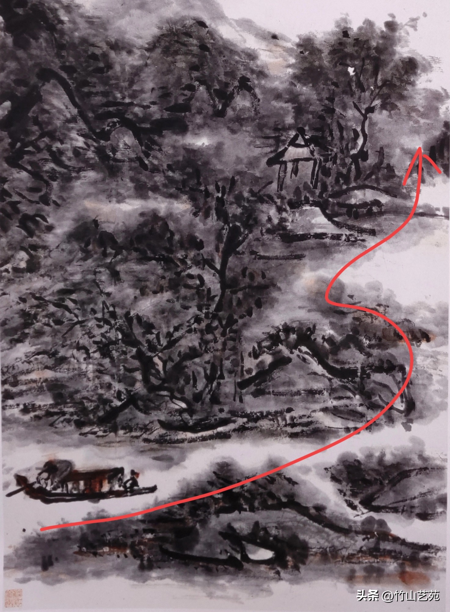 黄宾虹舟入溪山深处赏析_黄宾虹书法作品欣赏_黄宾虹笔墨韵味与山水精神