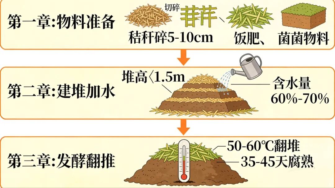 堆沤腐熟秸秆肥方法_农作物秆发酵_秸秆制作有机肥技术