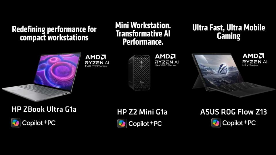 Ryzen AI Max Strix Halo APU性能强劲剑指移动工作站AI市场_z2 mini_Ryzen AI Max+ 395 16核CPU 40核GPU AI PC性能提升