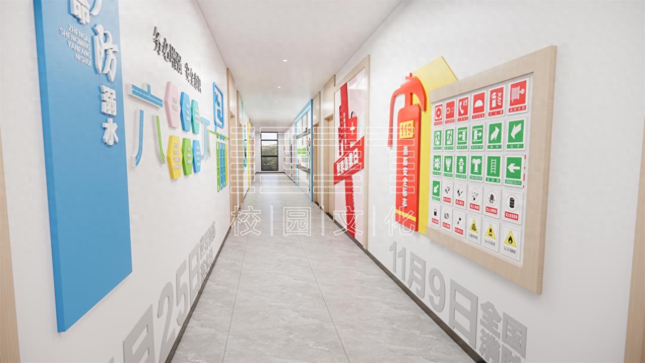 校园安全教育廊道设计_消防安全标志科普_校园行为文化