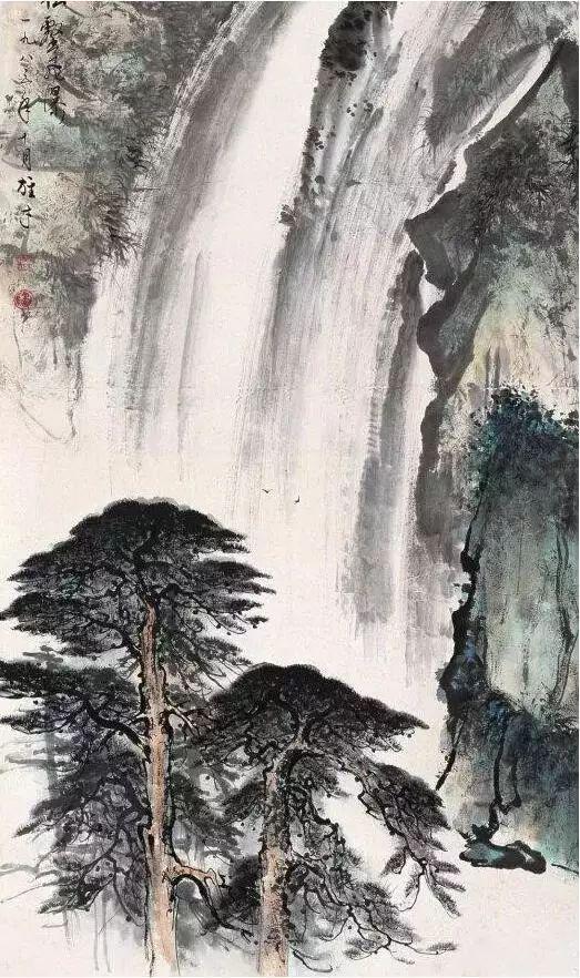 齐白石的松柏高立图_近现代名家山水画松_中国文人画松树名家作品