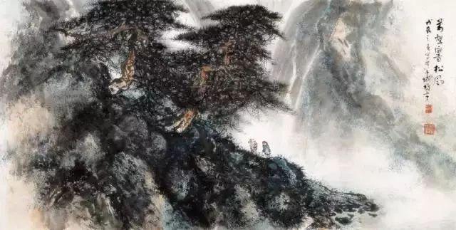 近现代名家山水画松_齐白石的松柏高立图_中国文人画松树名家作品