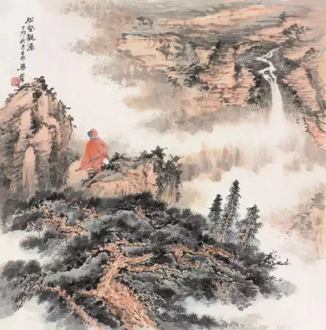 中国文人画松树名家作品_齐白石的松柏高立图_近现代名家山水画松
