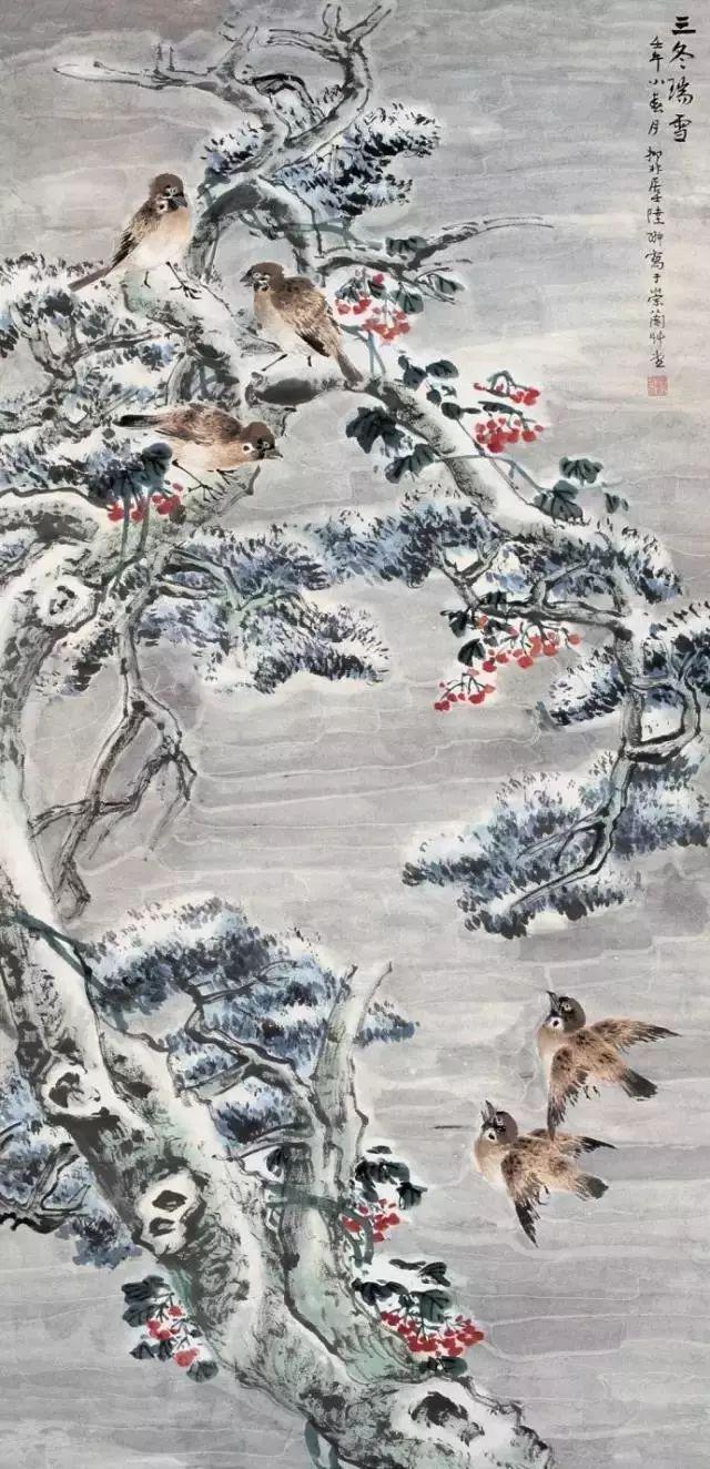 齐白石的松柏高立图_近现代名家山水画松_中国文人画松树名家作品