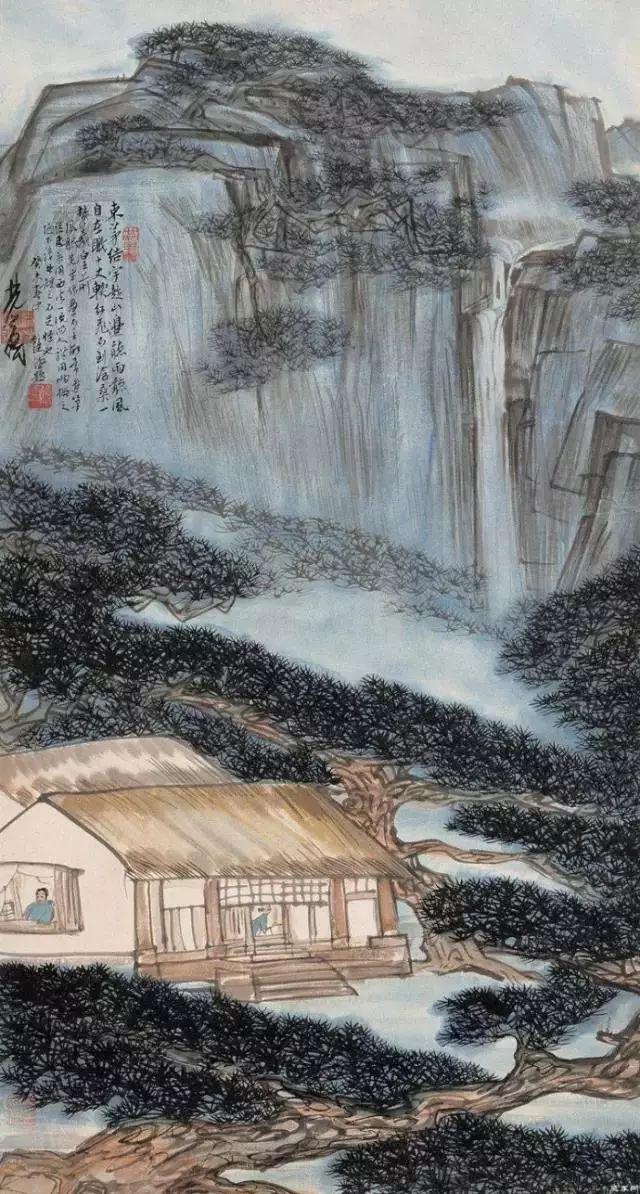 齐白石的松柏高立图_近现代名家山水画松_中国文人画松树名家作品