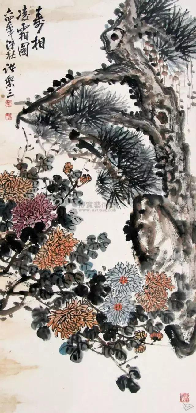 齐白石的松柏高立图_中国文人画松树名家作品_近现代名家山水画松