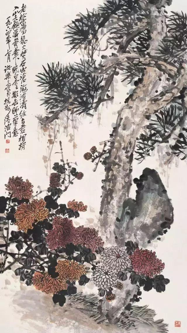 齐白石的松柏高立图_近现代名家山水画松_中国文人画松树名家作品