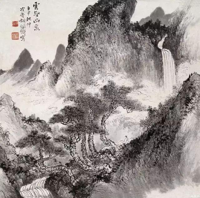 齐白石的松柏高立图_近现代名家山水画松_中国文人画松树名家作品