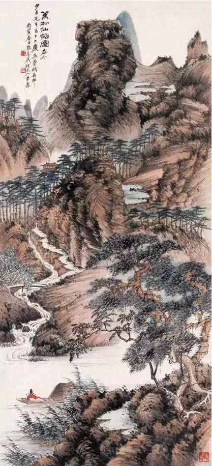 中国文人画松树名家作品_齐白石的松柏高立图_近现代名家山水画松