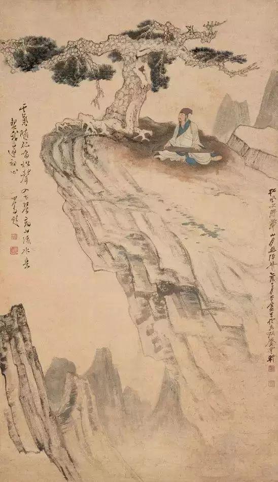 近现代名家山水画松_齐白石的松柏高立图_中国文人画松树名家作品