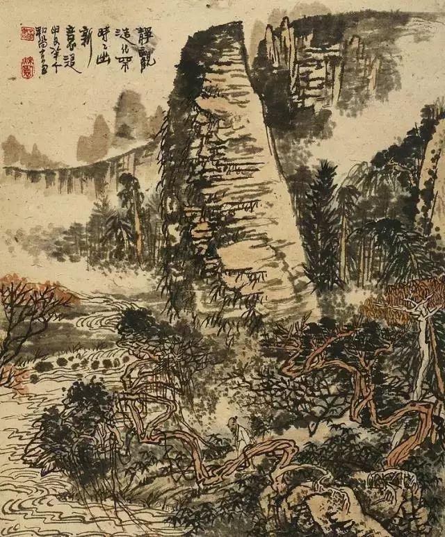 中国文人画松树名家作品_近现代名家山水画松_齐白石的松柏高立图