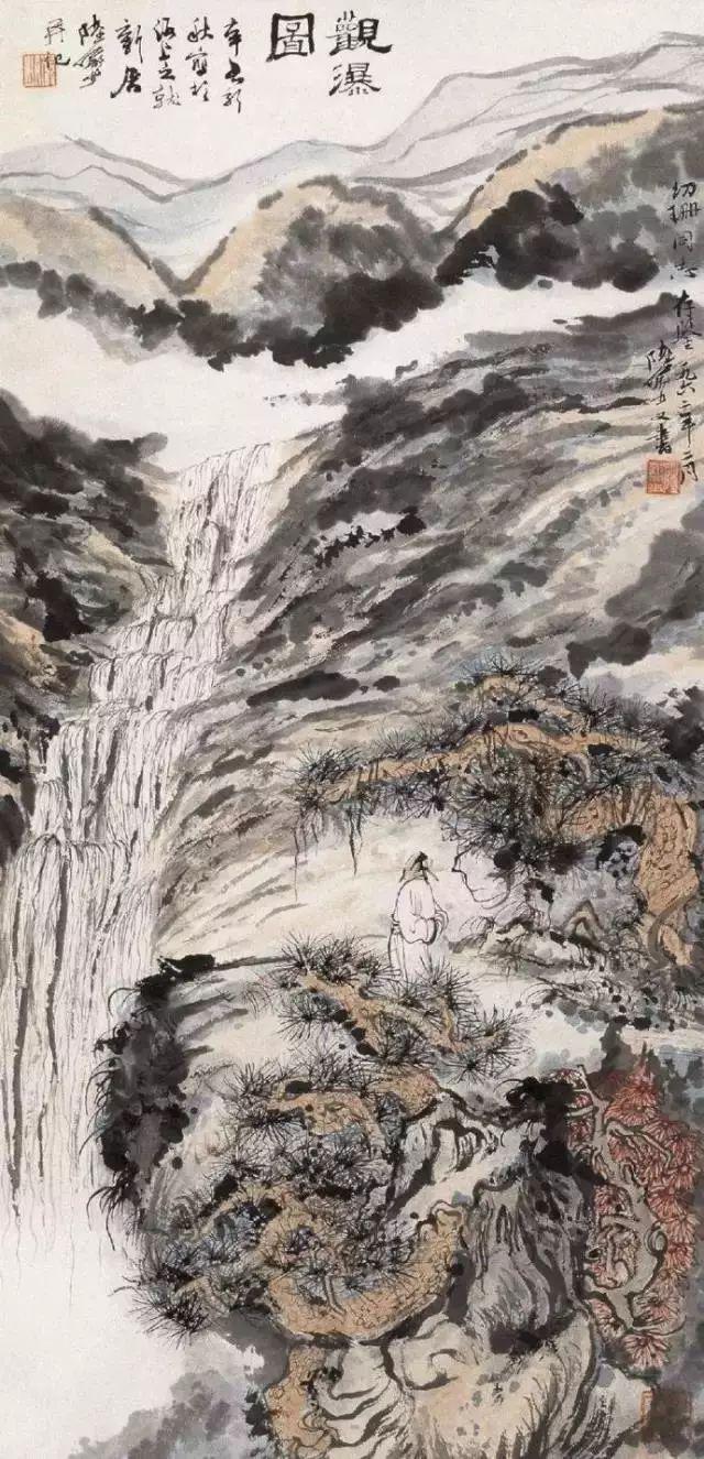 近现代名家山水画松_中国文人画松树名家作品_齐白石的松柏高立图