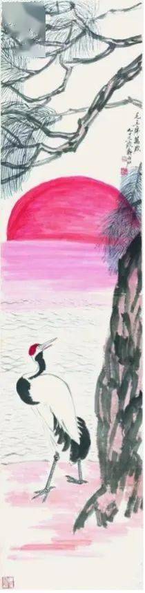 齐白石最大尺幅作品_百年巨匠艺术大展_齐白石的松柏高立图