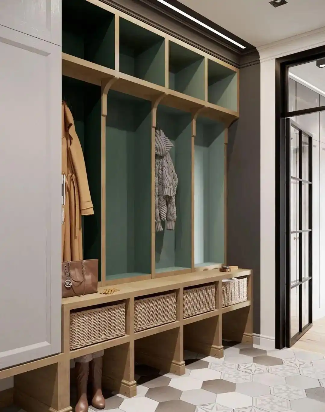 门厅收纳_进门换鞋区效果图_门厅设计