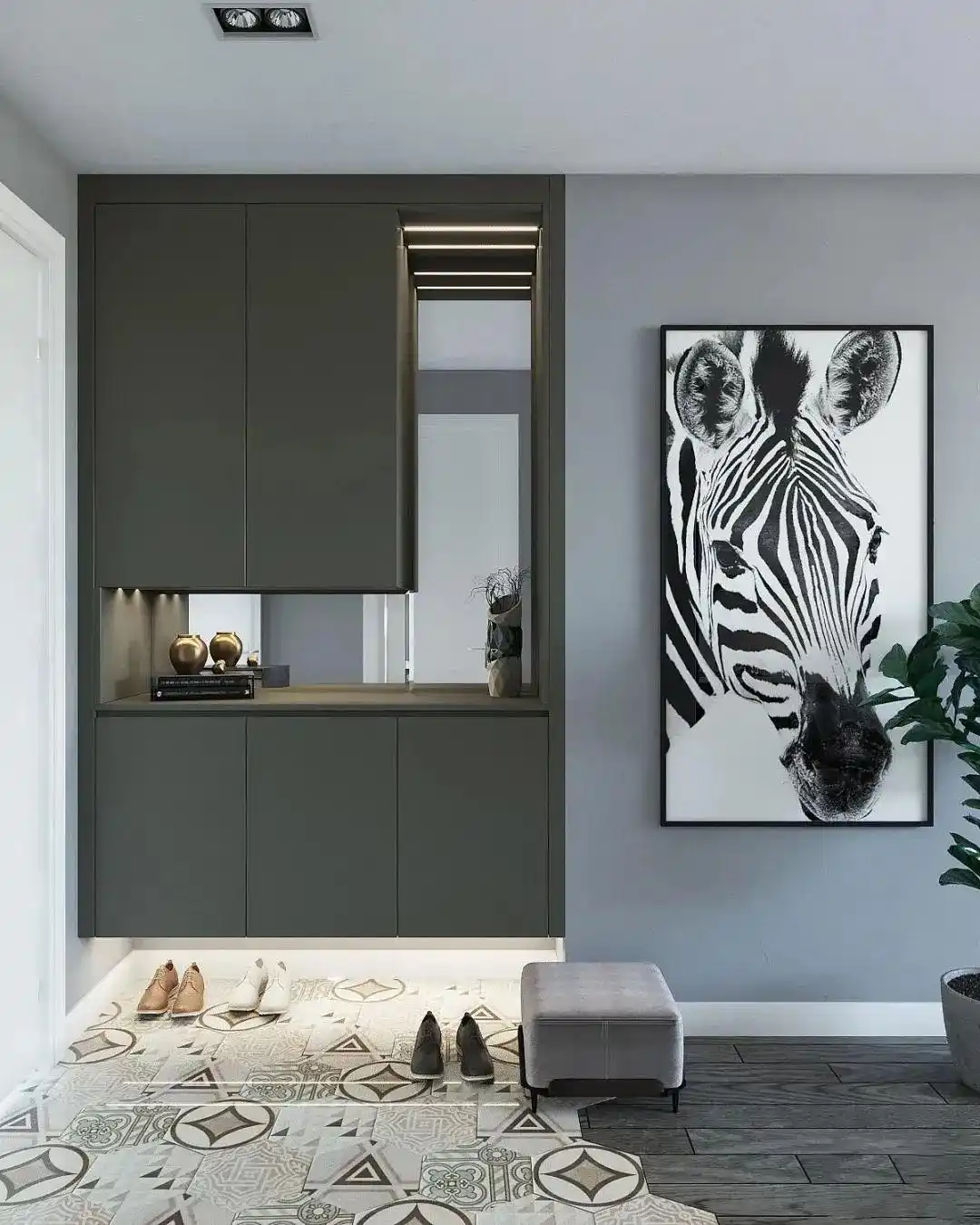 进门换鞋区效果图_门厅收纳_门厅设计