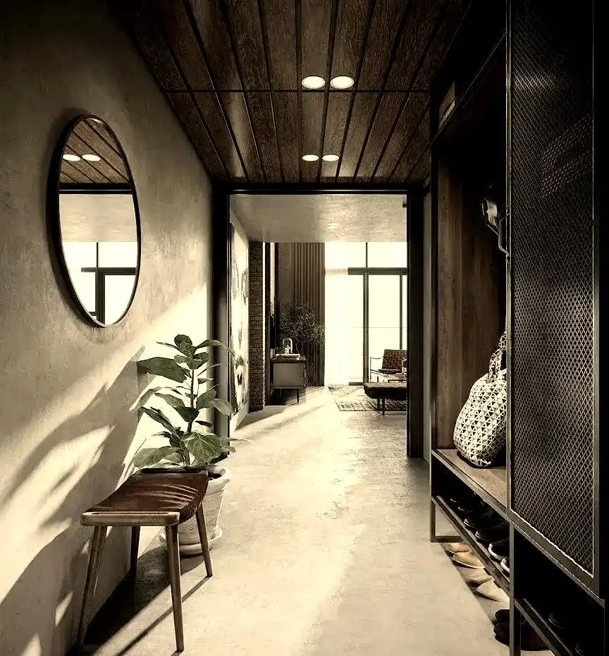 柜体与坐凳设计结合_进门换鞋区效果图_门厅设计的重要性