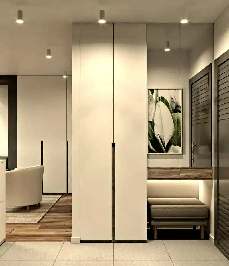 门厅设计的重要性_柜体与坐凳设计结合_进门换鞋区效果图