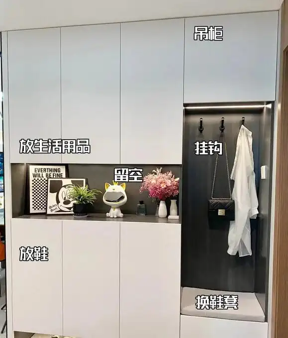 玄关鞋柜设计_独立玄关鞋柜布置_进门换鞋区效果图