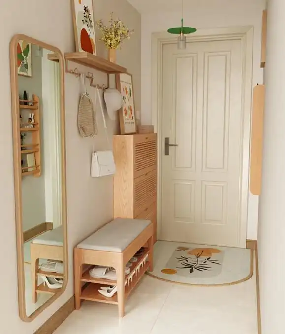 独立玄关鞋柜布置_进门换鞋区效果图_玄关鞋柜设计